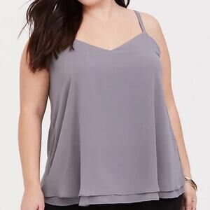 TORRID Swing Gray Chiffon Layered Cami Top Tank Size 2 18-20/2X NWT
